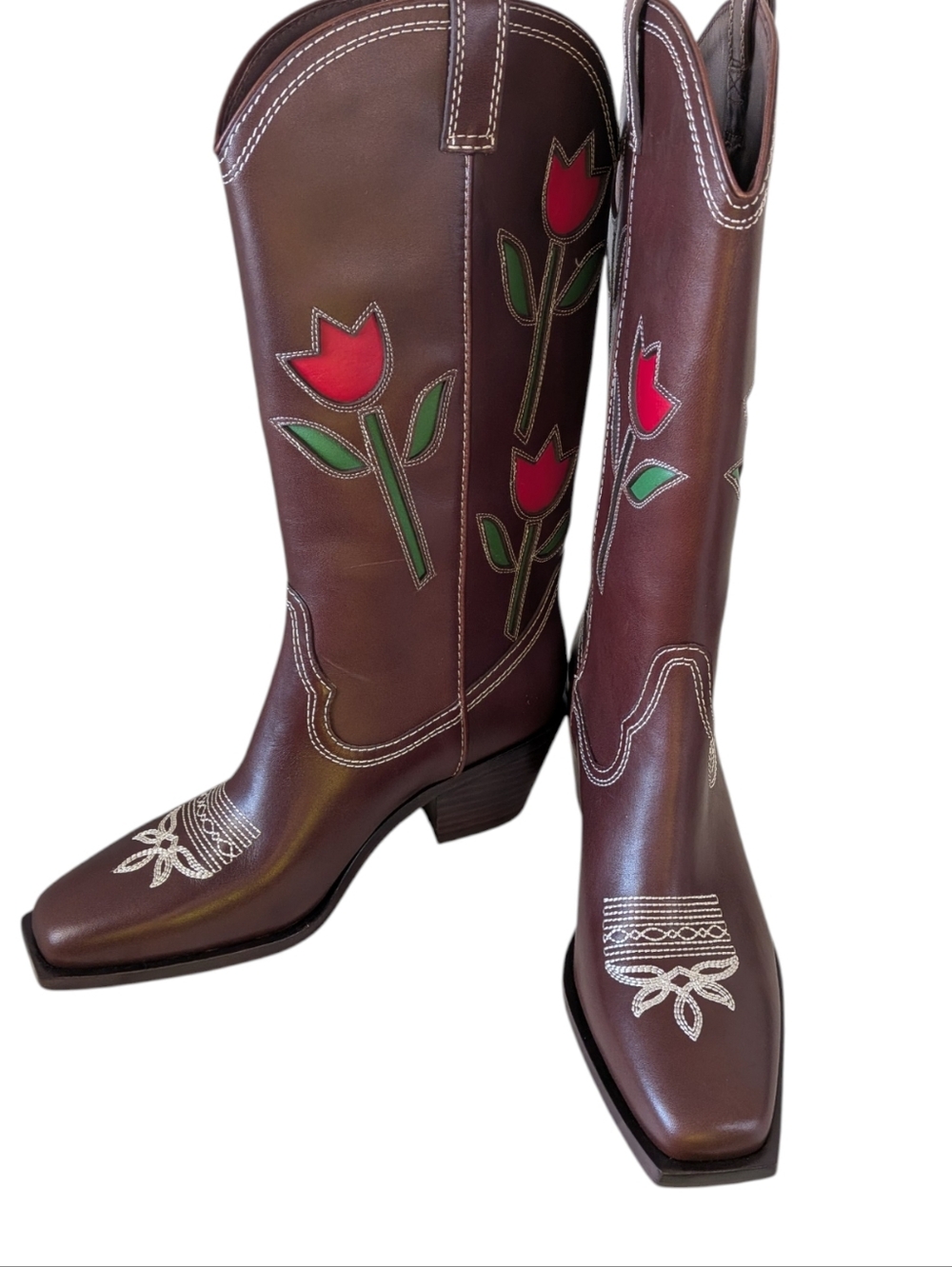 Randall Loeffler Espresso Vachetta with Tulips Wilder Boots...Size 9 - Picture 5 of 10